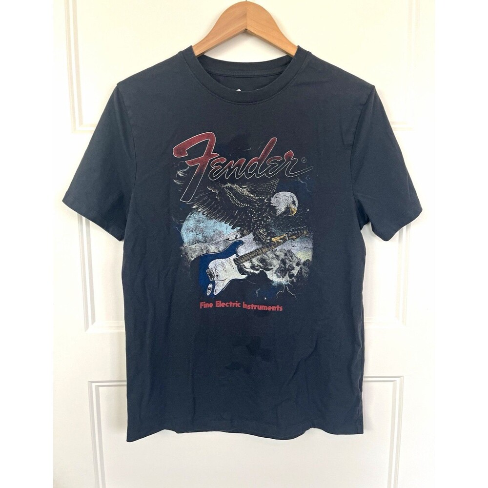 Fender Fine Electric Instruments Eagle Graphic Logo Black Crew Neck Tee Men's M